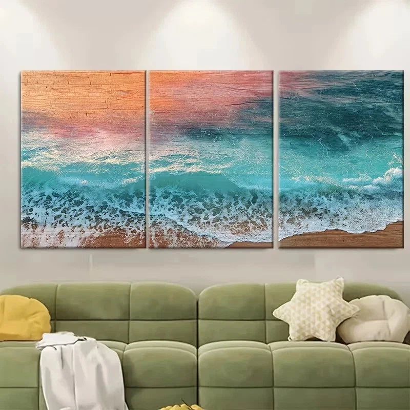 3pcs Sunrise Photography, Coastal Large Ocean Wall Art Set Canvas Framed 60x90cm – High Quality Print 100% Australian Made Wall Canvas Ready to Hang