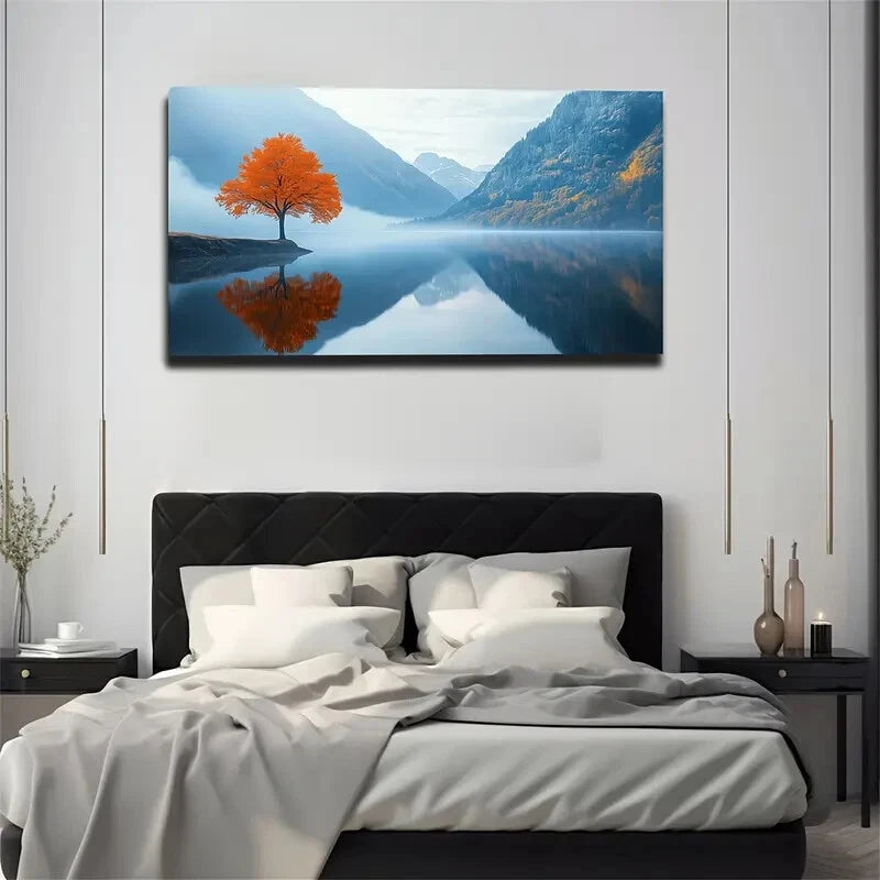 Serene Lake Scene Vibrant Wall Art Canvas Office Home Room Framed 120x60cm - Bella Home Decor