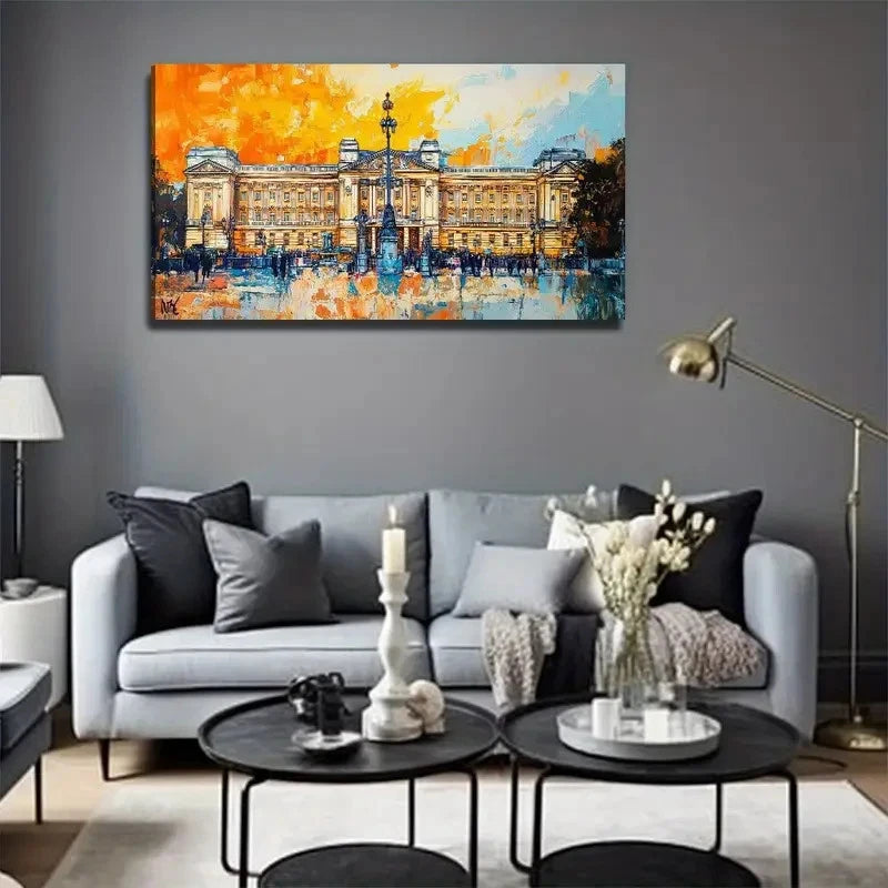 Vibrant Sunset Palace Modern Wall Art Canvas Office Home Room Framed 120x60cm