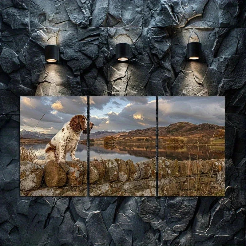3pcs Irish Springer Spaniel Dog Landscape Metal Print Ready to Hang Art