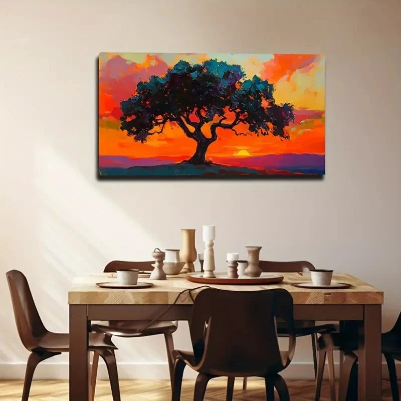 Vibrant Sunset Landscape Desert Wallc Art Canvas Office Home Room Framed 120x60cm