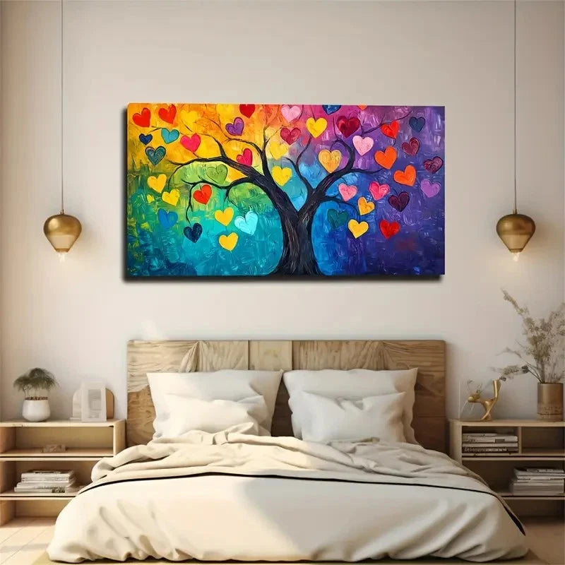 Colorful Love-Themed Design Wall Art Canvas Office Home Room Framed 120x60cm