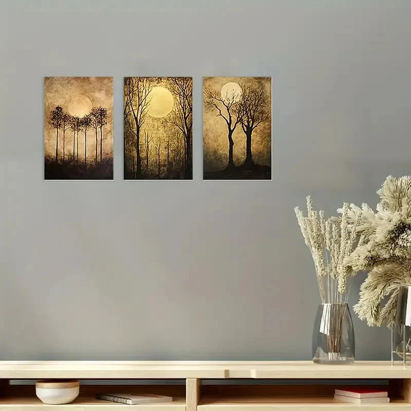 3pcs Vintage Cottagecore Nocturne Wall Art Canvas Framed 60x90cm - High Quality Print 100% Australian Made Wall Canvas Ready to Hang