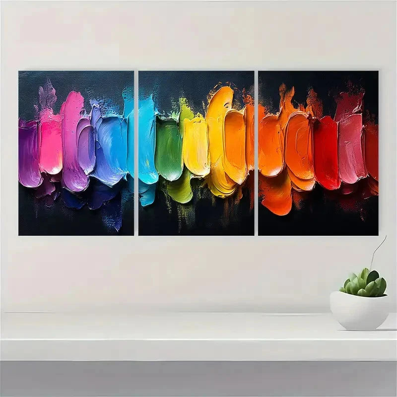 3pcs Contemporary Painting Colorful FR Wall Art Set Canvas Framed 50x70cm - High Quality Print 100% Australian Made Wall Canvas Ready to Hang - Bella Home Decor