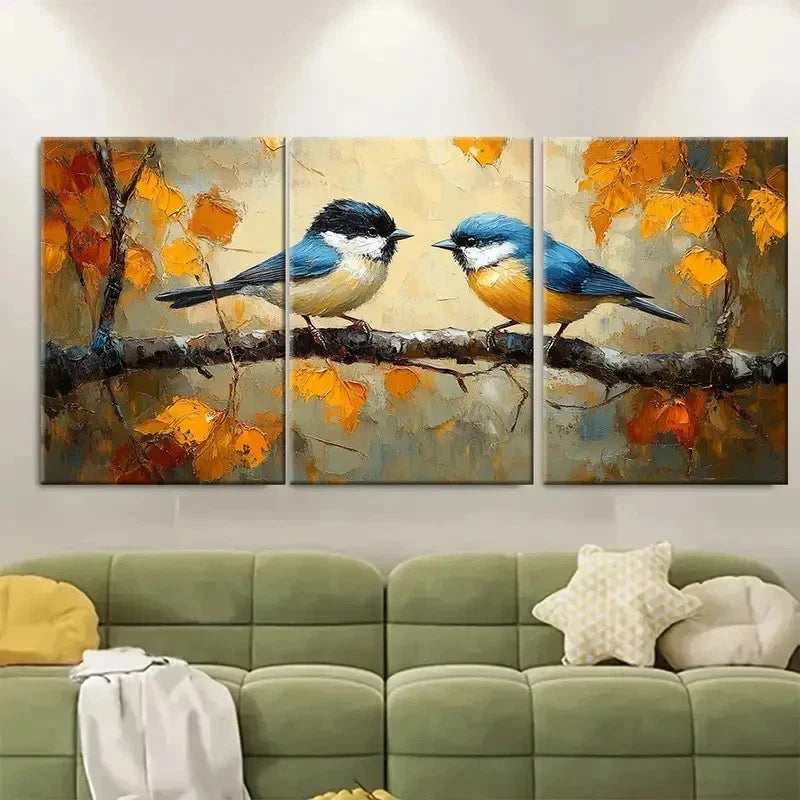3pcs Realistic Birds EY Wall Art Set Canvas Framed 60x90cm - High Quality Print 100% Australian Made Wall Canvas Ready to Hang