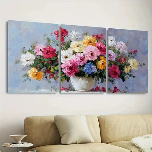 3pcs FLowers Home Decoration Wall Art Set Canvas Unframed - High Quality Print 100% Australian Made Wall Canvas - Bella Home Decor
