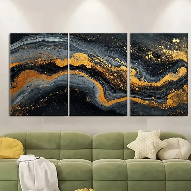 3pcs Elegant Marbled Abstract Metal Print Ready to Hang Art