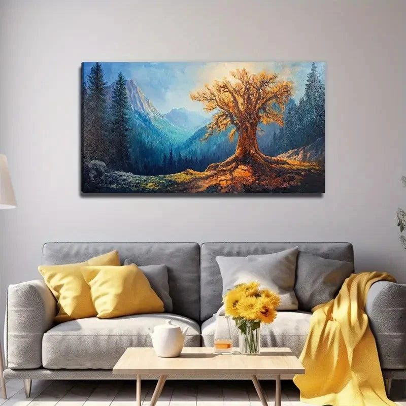Ancient Tree Modern Landscape Wall Art Canvas Office Home Room Framed 120x60cm