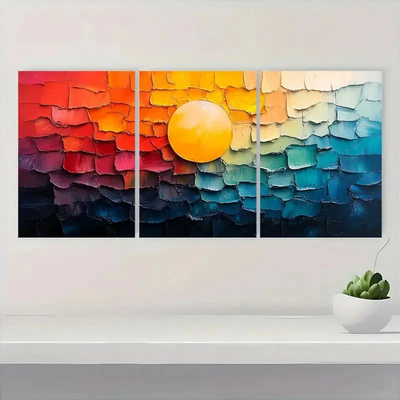 3pcs Vibrant Colorful Living Room Decor A Wall Art Set Canvas Framed 50x70cm - High Quality Print 100% Australian Made Wall Canvas Ready to Hang