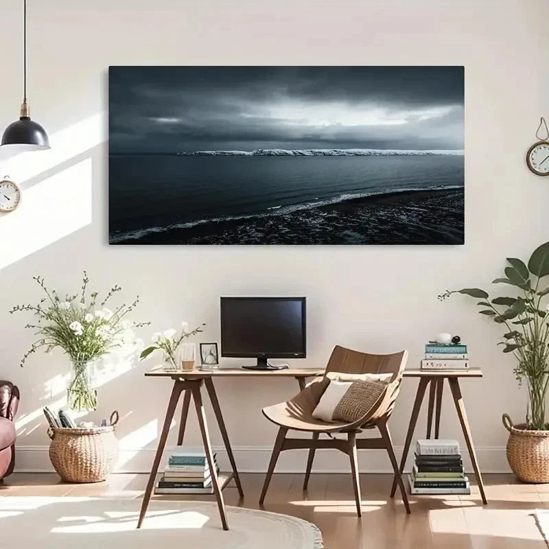 Low Light Evening Seascape Wall Art Canvas Office Home Room Framed 120x60cm