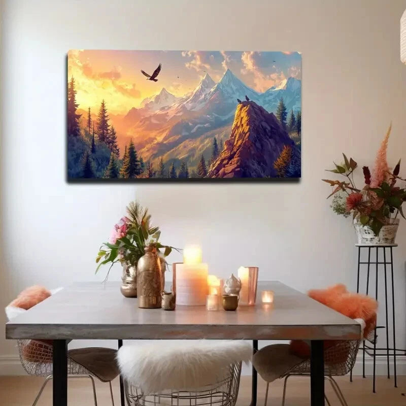 Featuring Distant Snow-Capped Wall Art Canvas Office Home Room Framed 120x60cm - Bella Home Decor