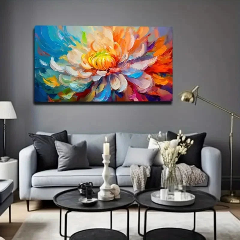 Colorful Abstract Flower Design Wall Art Canvas Office Home Room Framed 120x60cm