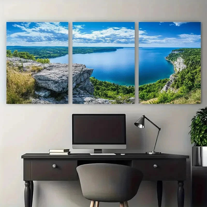 3pcs Wisconsin Lake Country Travel Perfect Wall Art Set Canvas Framed 40x60cm - High Quality Print 100% Australian Made Wall Canvas Ready to Hang