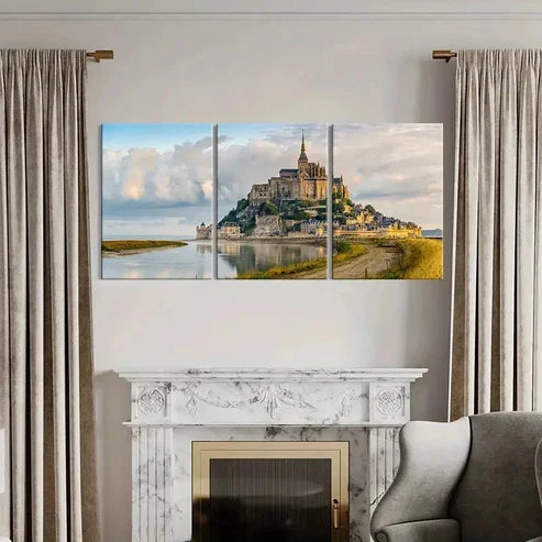3pcs European Architecture Castles Wall Art Canvas Unframed - High Quality Print 100% Australian Made Wall Canvas