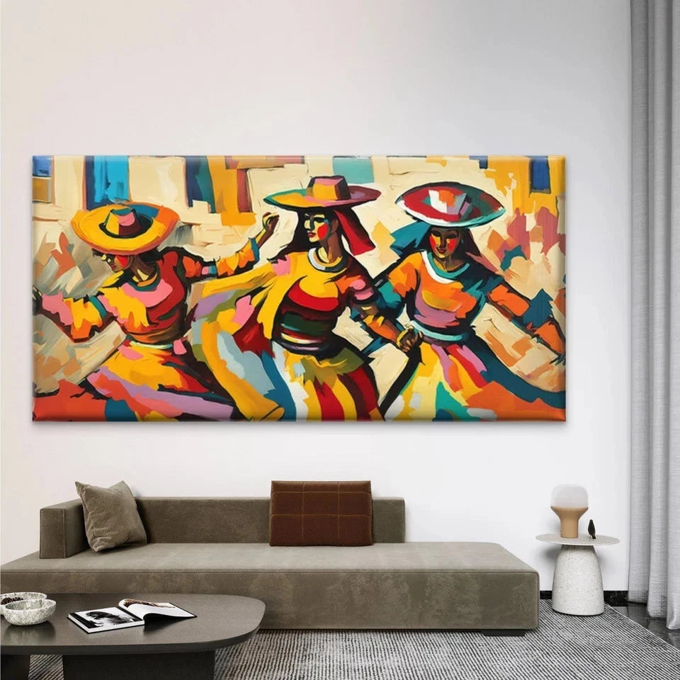 Colorful Abstract Women Wall Art Canvas Office Home Room Framed 120x60cm