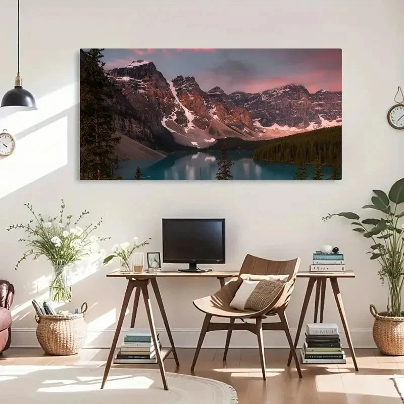 Moraine Lake Scenery Vintage Wall Art Canvas Office Home Room Framed 120x60cm