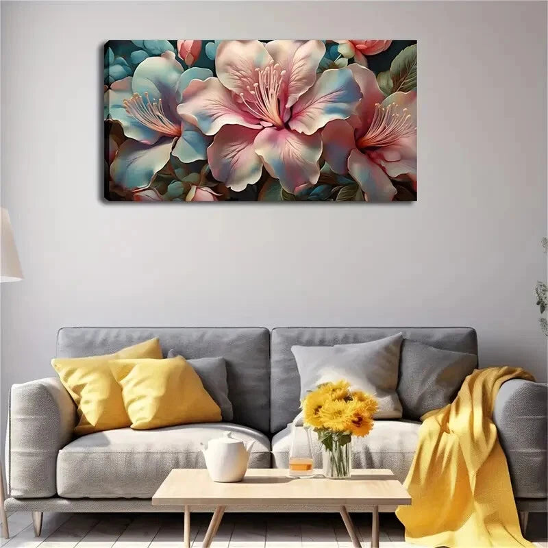 Several Flowers Soft Colors Wall Art Canvas Office Home Room Framed 120x60cm - Bella Home Decor