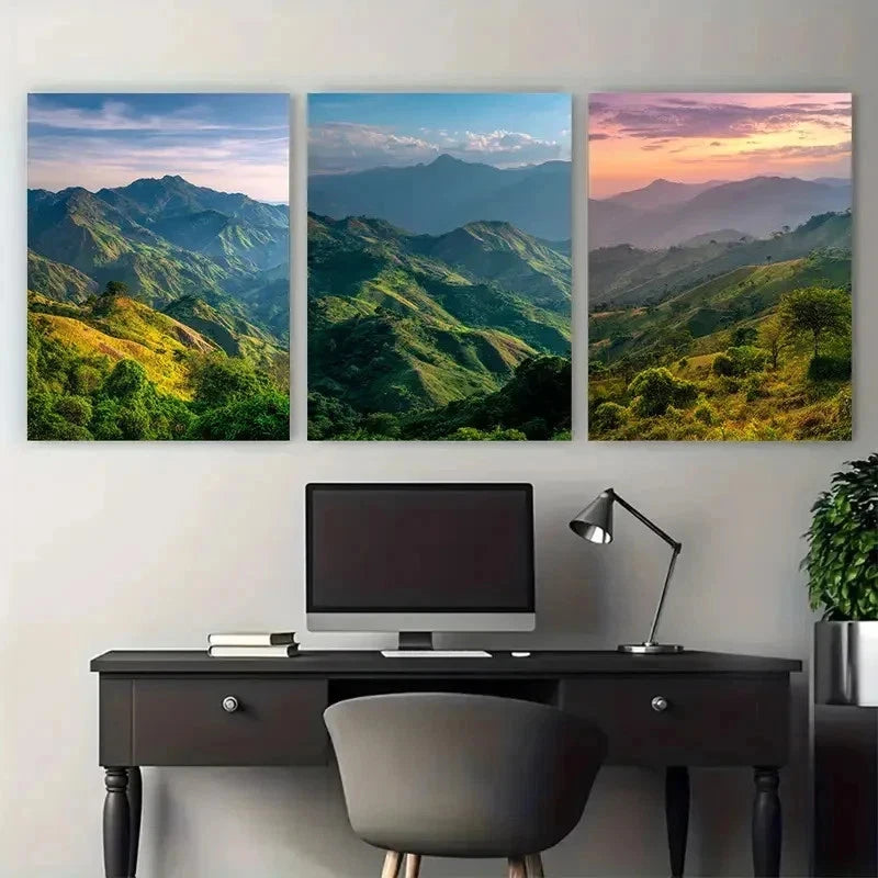 3pcs Colombia South America Mountain Perfect Wall Art Set Canvas Framed 50x70cm - High Quality Print 100% Australian Made Wall Canvas Ready to Hang - Bella Home Decor