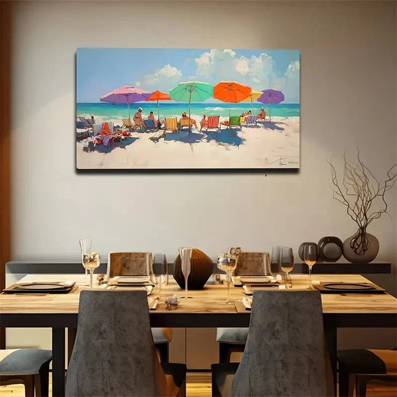 Seaside Play Travelers Wall Art Canvas Office Home Room Framed 120x60cm