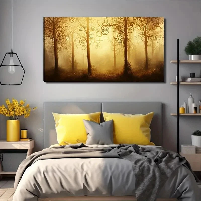 Dreamy Forest Modern Wall Art Canvas Office Home Room Framed 120x60cm