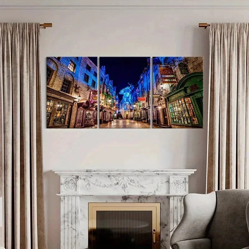 3pcs Classic Movies Wizarding World Wall Art Set Canvas Framed 50x70cm - High Quality Print 100% Australian Made Wall Canvas Ready to Hang - Bella Home Decor