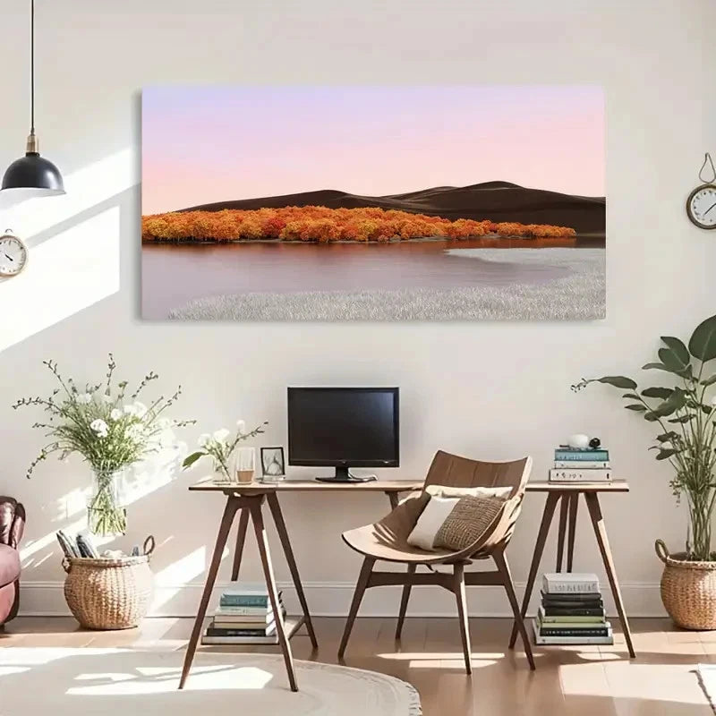 Autumn Sky Over Tranquil Hills Wall Art Canvas Office Home Room Framed 120x60cm