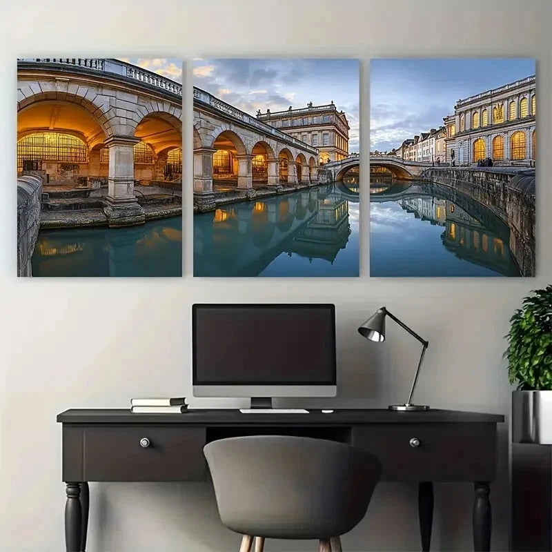 3pcs Georgian Architecture & Roman Perfect Wall Art Set Canvas Framed 50x70cm - High Quality Print 100% Australian Made Wall Canvas Ready to Hang - Bella Home Decor