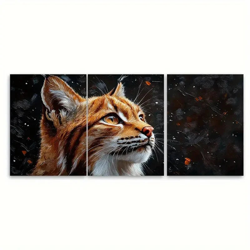 3pcs Wild Cat Oil Painting TO Wall Art Set Canvas Framed 50x70cm - High Quality Print 100% Australian Made Wall Canvas Ready to Hang - Bella Home Decor