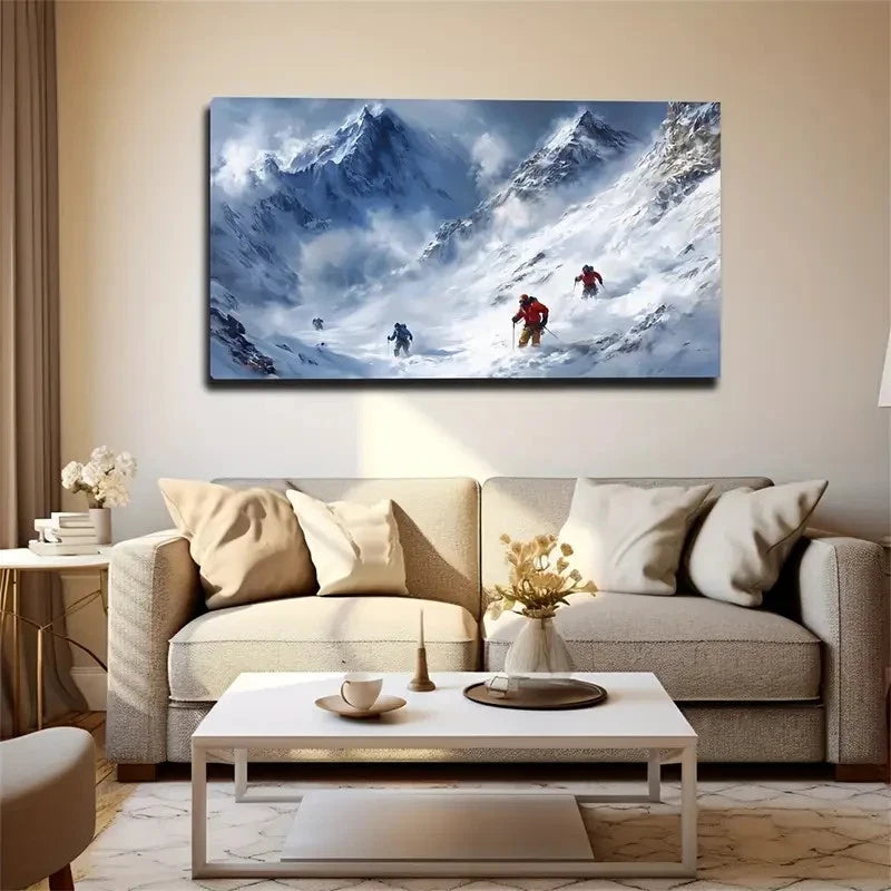 Mount Everest Climbers Décor Wall Art Canvas Office Home Room Framed 120x60cm