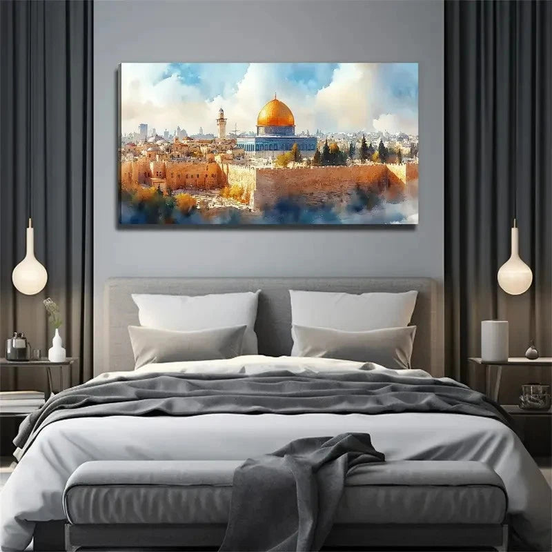 Golden Dome Architecture Wall Art Canvas Office Home Room Framed 120x60cm