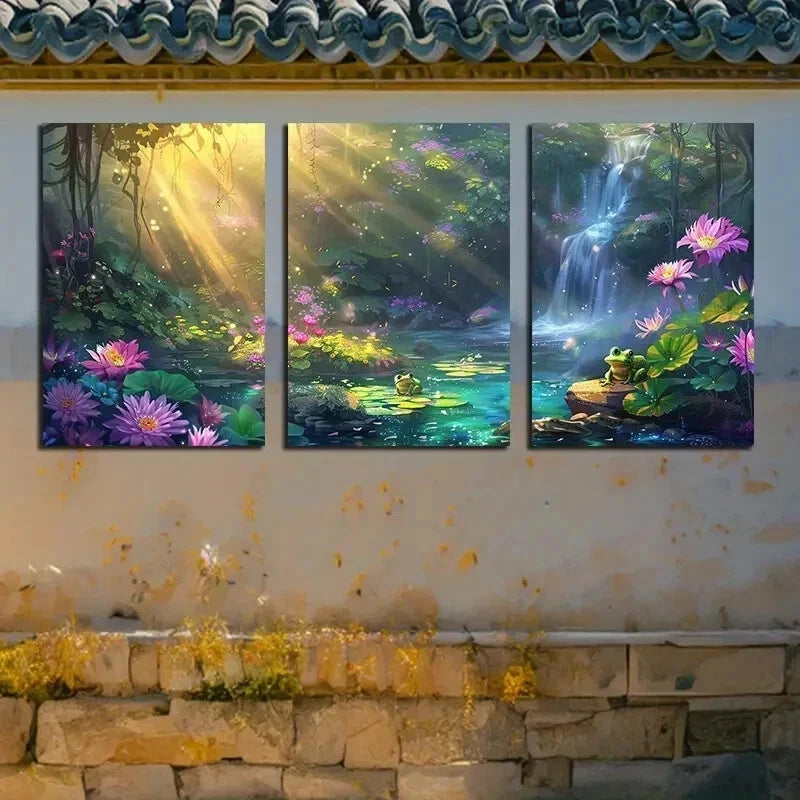 3pcs Vibrant Beautiful Spring Garden Wall Art Set Canvas Framed 40x60cm - High Quality Print 100% Australian Made Wall Canvas Ready to Hang - Bella Home Decor