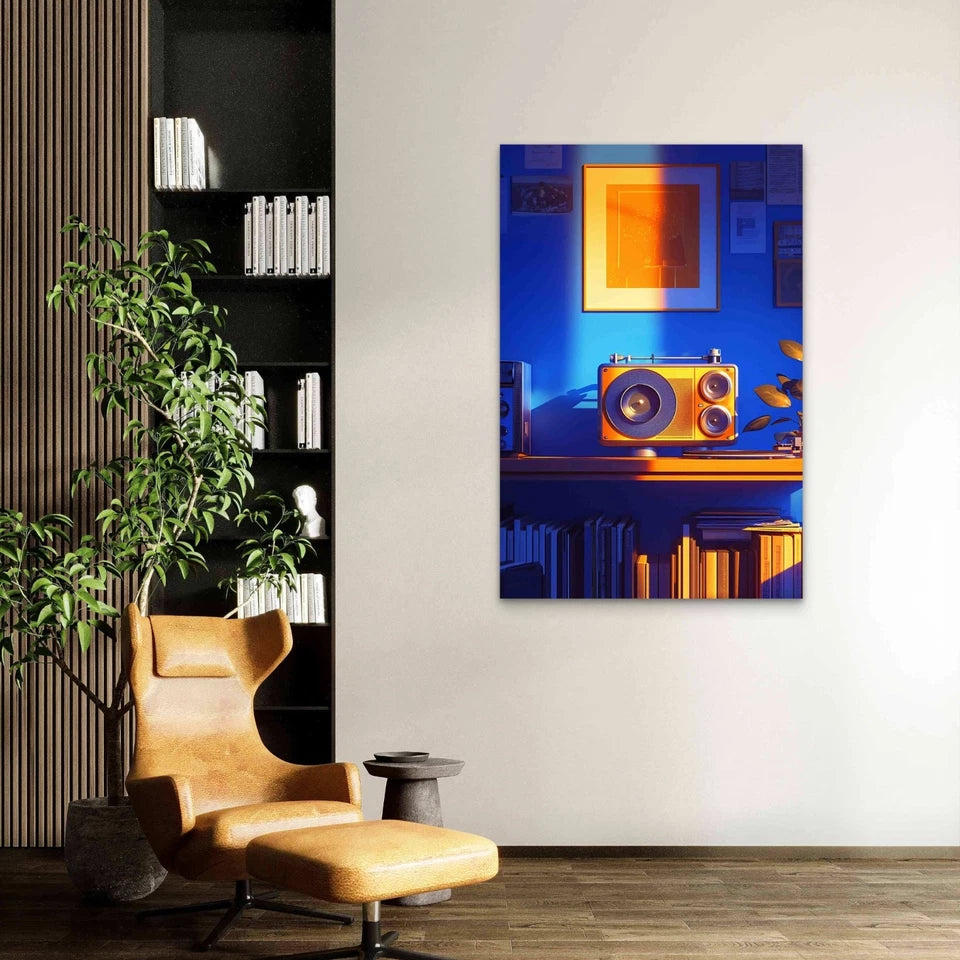 Illustration Of Retro Radio Device 40x60cm Metal Print Ready to Hang