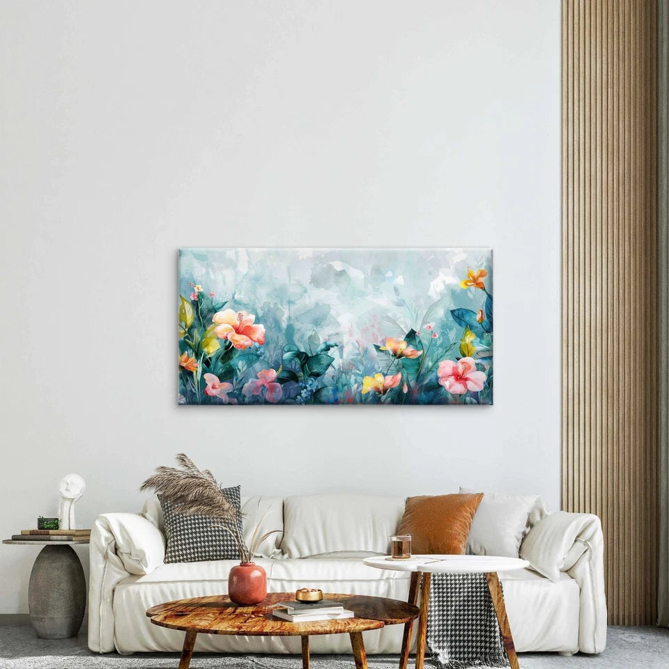 Watercolor Abstract Floral Wall Art Canvas Office Home Room Framed 120x60cm
