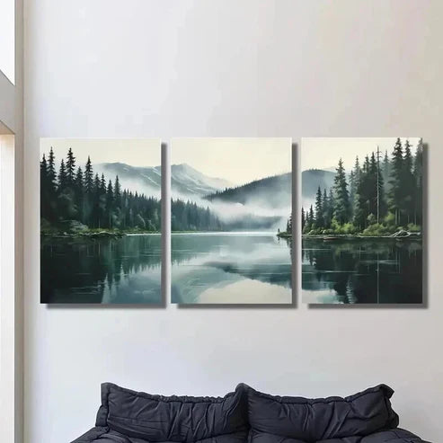 3pcs Foggy Morning Outdoor Themed Landscape Wall Art Canvas Unframed - High Quality Print 100% Australian Made Wall Canvas - Bella Home Decor