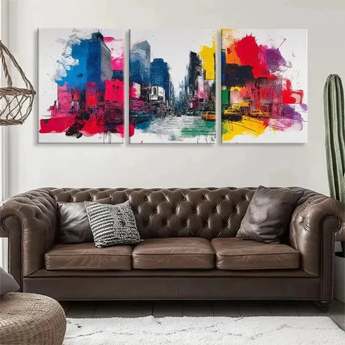 3pcs Contemporary Cityscape Graffiti Perfect Wall Art Canvas Unframed - High Quality Print 100% Australian Made Wall Canvas - Bella Home Decor