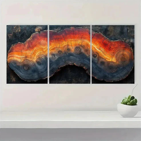 3pcs Abstract Wood Tree Ring Illustrations Wall Art Canvas Unframed - High Quality Print 100% Australian Made Wall Canvas - Bella Home Decor