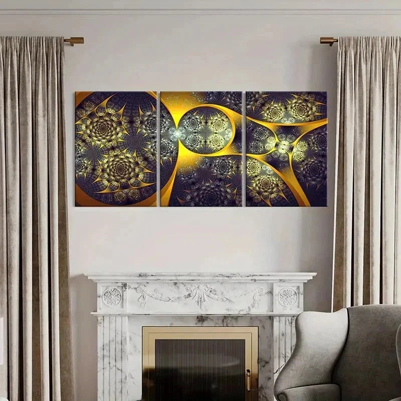 3pcs Shapes Composed Of Colorful Lines Wall Art Set Canvas Framed 60x90cm - High Quality Print 100% Australian Made Wall Canvas Ready to Hang