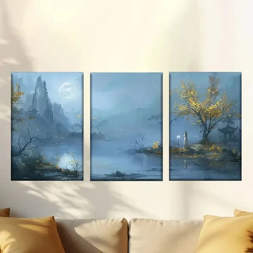 3pcs Winter Snow Forest Wall Art Set Canvas Unframed - High Quality Print 100% Australian Made Wall Canvas