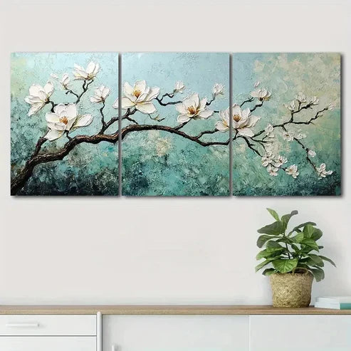 3pcs White Magnolia Nature Beauty Perfect Wall Art Set Canvas Unframed - High Quality Print 100% Australian Made Wall Canvas