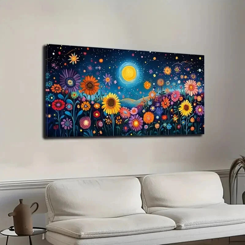 Vibrant Under Stars Design Wall Art Canvas Office Home Room Framed 120x60cm - Bella Home Decor