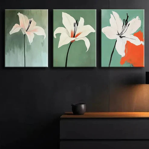 3pcs A Beautiful White Flower Luxurious Perfect Wall Art Set Canvas Unframed - High Quality Print 100% Australian Made Wall Canvas