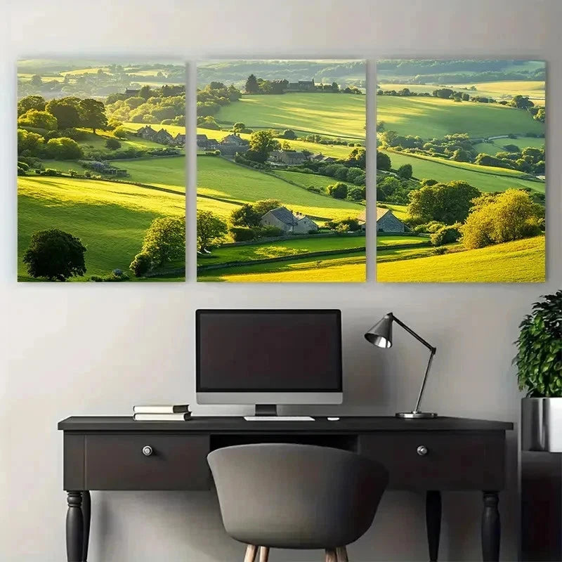 3pcs English Country Style Travel Perfect Wall Art Set Canvas Framed 50x70cm - High Quality Print 100% Australian Made Wall Canvas Ready to Hang