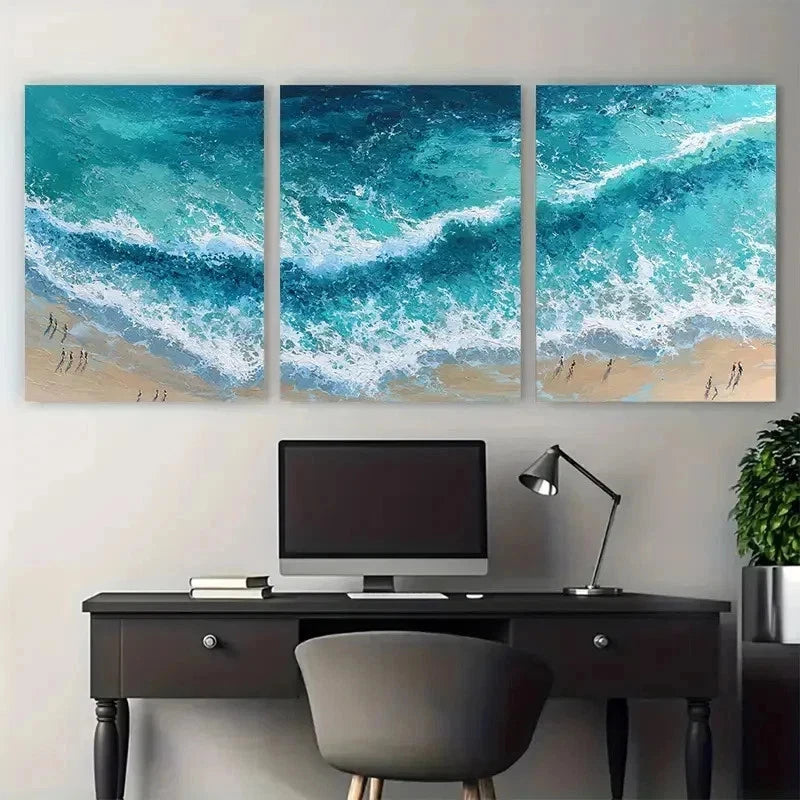 3pcs Coastal Seascape Summer Beach Perfect Wall Art Set Canvas Framed 50x70cm - High Quality Print 100% Australian Made Wall Canvas Ready to Hang - Bella Home Decor