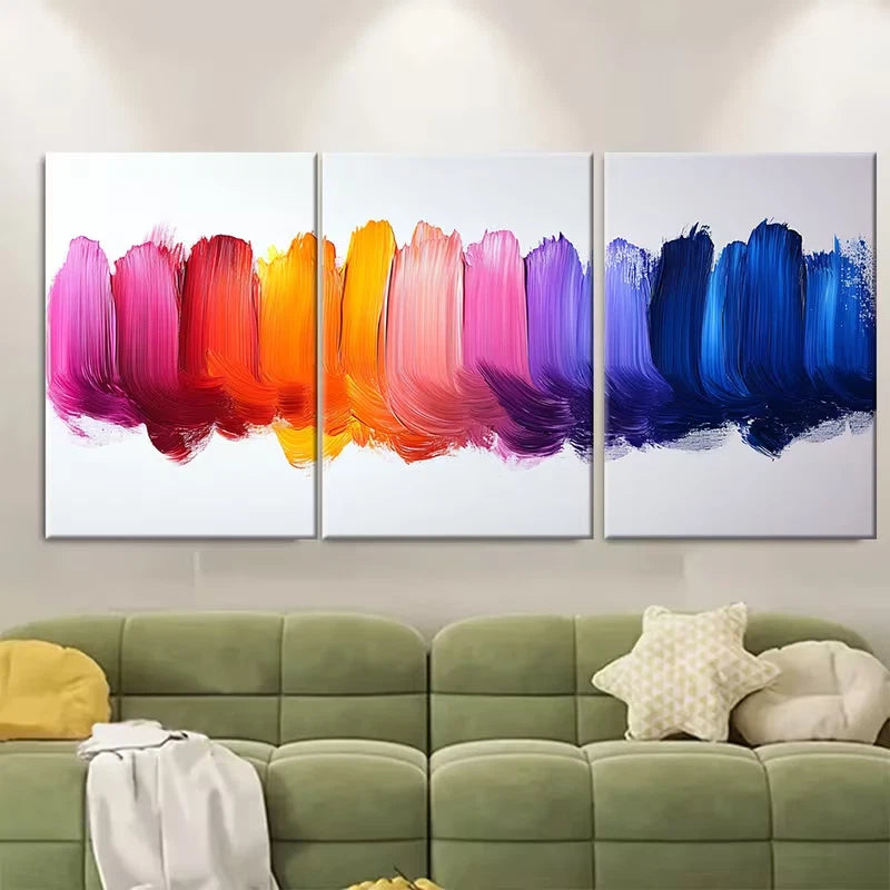 3pcs Vibrant Abstract Brushstroke Metal Print Ready to Hang Art