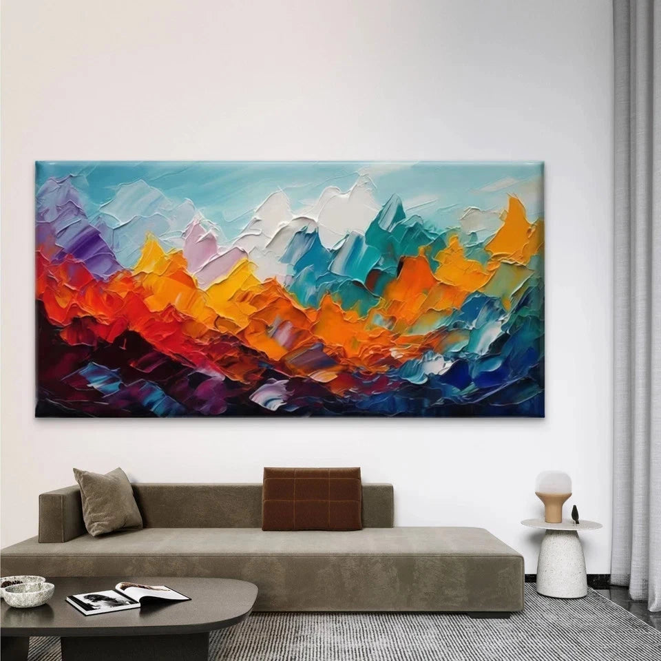 Abstract Mountain Landscape Wall Art Canvas Office Home Room Framed 120x60cm