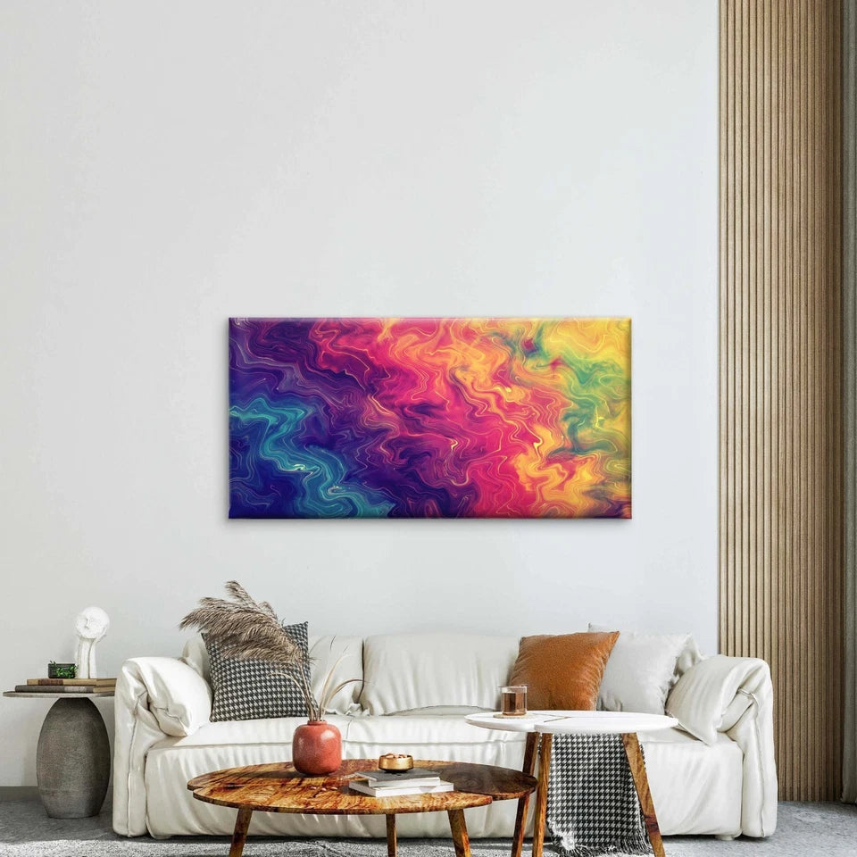 Line Art With Colorful Patterns Wall Art Canvas Office Home Room Framed 120x60cm