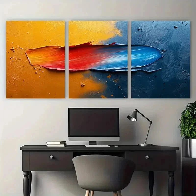 3pcs Abstract Brush Stroke Perfect Wall Art Set Canvas Framed 50x70cm - High Quality Print 100% Australian Made Wall Canvas Ready to Hang - Bella Home Decor