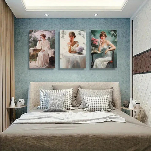3pcs Vintage Lady Portraits Figurative Wall Art Canvas Unframed - High Quality Print 100% Australian Made Wall Canvas