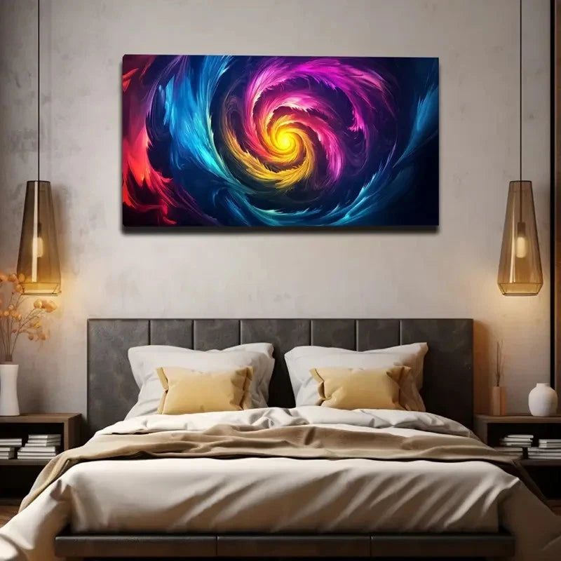Abstract Swirl Colorful Vortex Wall Art Canvas Office Home Room Framed 120x60cm