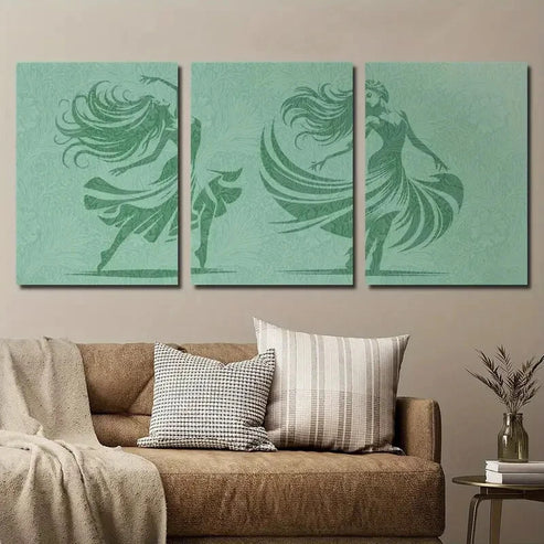 3pcs Ballet Dancing Girl Silhouette Illustration Wall Art Set Canvas Unframed - High Quality Print 100% Australian Made Wall Canvas - Bella Home Decor